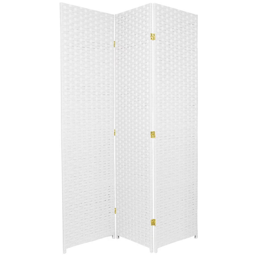 6 Ft. Tall Woven Fiber Room Divider - 3 Panel - White for Wall, Room & Seasonal Decor