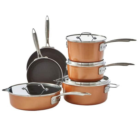 Stack Master 21 - Piece Aluminum Cast Textured Ceramic Nonstick Cookware and Bakeware Set with Utensils for Home Kitchen & Office