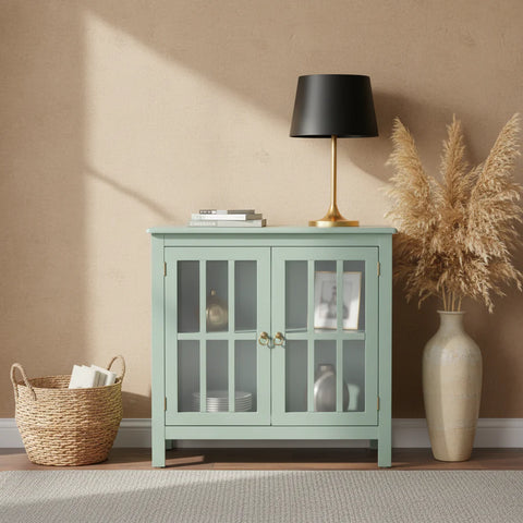 Portland 2 - Door Glass Cabinet by Simple Living for Garage, Pantry & Home Organization