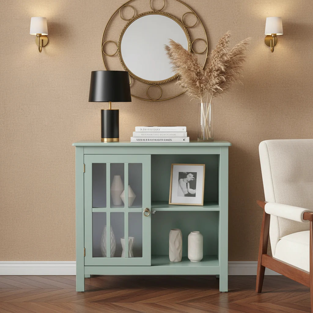 Portland 2 - Door Glass Cabinet by Simple Living