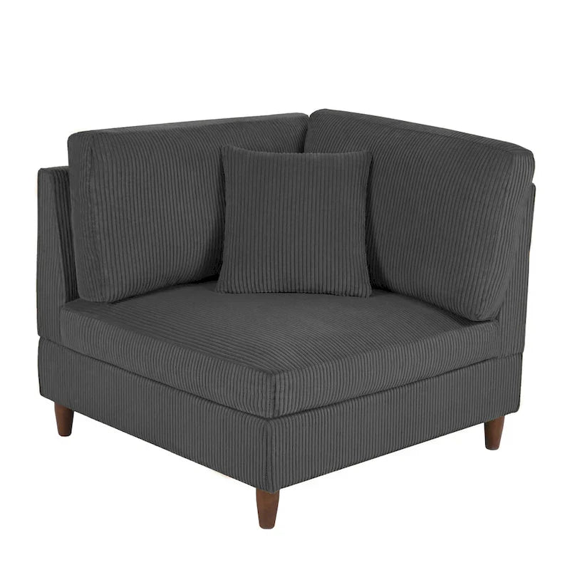 5-Piece Corduroy Modular Sectional Sofa with Ottoman