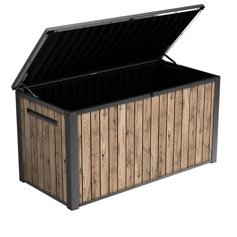 Keter Signature 170 Gallon Durable Resin Outdoor Deck Box Storage Organization, Pine for Yard, Garden & Outdoor Care