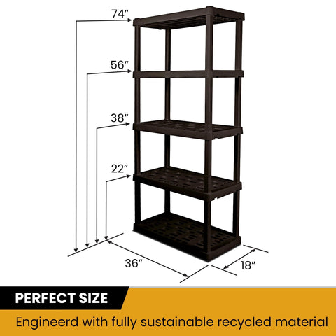 Hyper Tough Large 5, Tier Shelving Unit, W36 x D18 x H74