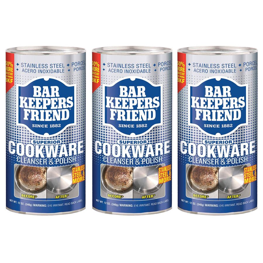 (3 Pack) Bar Keepers Friend Cookware and Sink Cleaner - 12 oz. Each for Everyday Cooking & Meal Prep